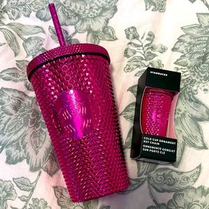 Starbucks studded pink cup and ornament key chain